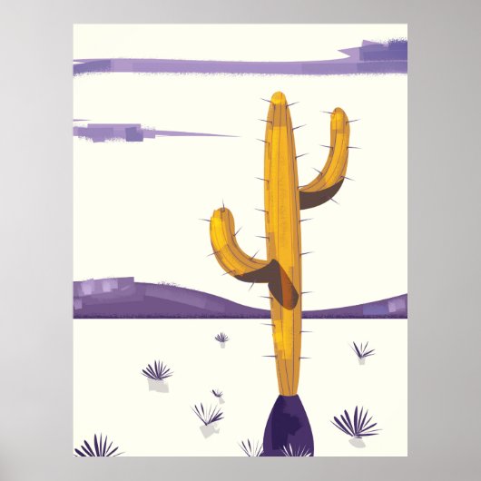 Vintage cactus in de woestijn poster (Voorkant)