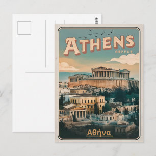 vintage cadeau's Athene hoofdstad van Griekenland Briefkaart