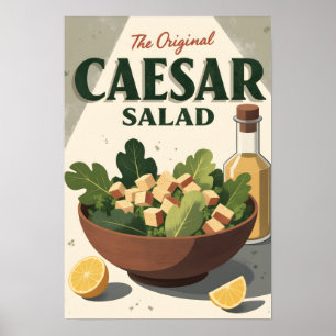 Vintage Caesar Salade Poster – Retro Keuken Kunst