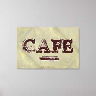 Vintage Cafe Keuken Canvasprint - Metalen Tegel Canvas Afdruk