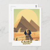 Vintage Cairo Egypt Pyramids & Sphinx Travel Briefkaart (Voorkant / Achterkant)