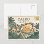 Vintage Caïro Egypte Reisposter Kunst Briefkaart (Voorkant / Achterkant)