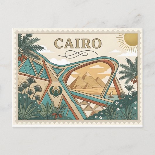Vintage Caïro Egypte Reisposter Kunst Briefkaart (Voorkant)