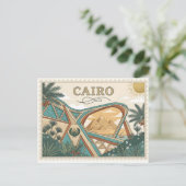 Vintage Caïro Egypte Reisposter Kunst Briefkaart (Staand voorkant)