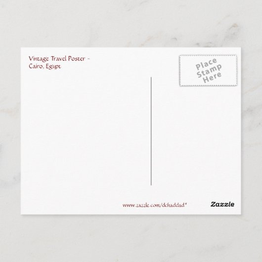 Vintage Caïro, Egypte: reisreclame Briefkaart (Achterkant)