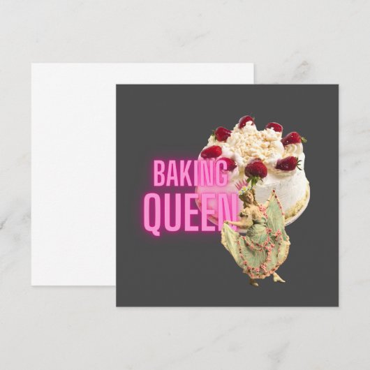 Vintage Cake Baking Queen Flat Wenskaart (Voorkant / Achterkant)