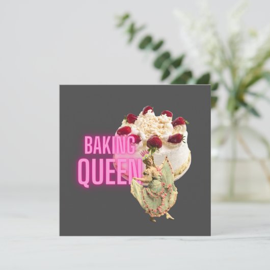 Vintage Cake Baking Queen Flat Wenskaart (Staand voorkant)