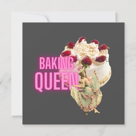 Vintage Cake Baking Queen Flat Wenskaart (Voorkant)