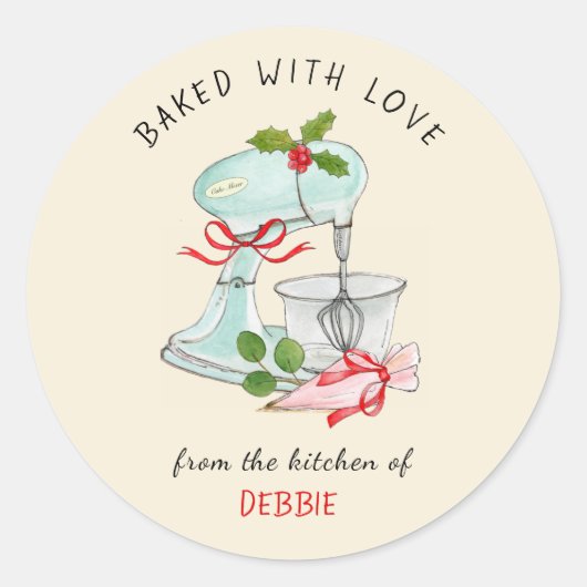 Vintage Cake mixer Bakers Holiday Ronde Sticker (Voorkant)