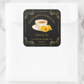 Vintage Calendula Tea Square Label (Tas)