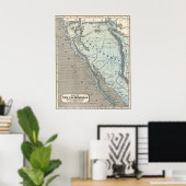 Vintage California 1845 Map Poster (Thuiskantoor)