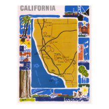 Vintage California kaartposter 1950