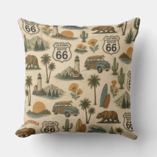 Vintage California Route 66 Kust Decoratie Kussen