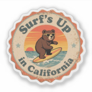 Vintage California Surf's Up Surfende Beer Sticker