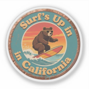 Vintage California Surf's Up Surfende Beer Sticker