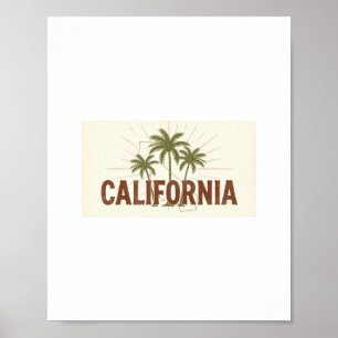 Vintage California sweatshirt   Retro palmboomstij Poster