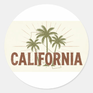 Vintage California sweatshirt | Retro palmboomstij Ronde Sticker