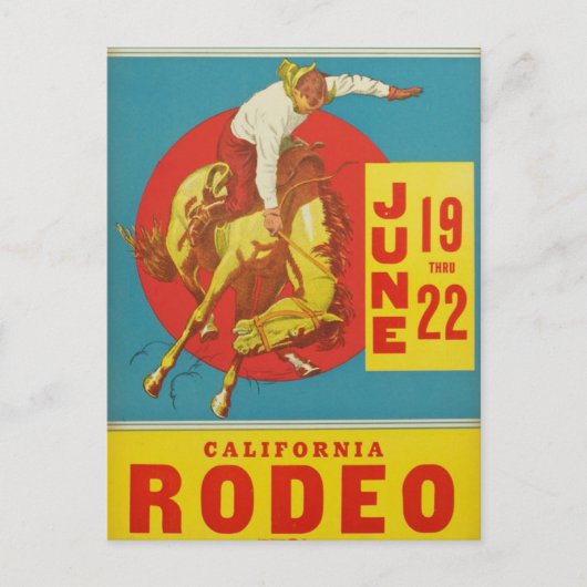 Vintage Californië Rodeo Briefkaart (Voorkant)
