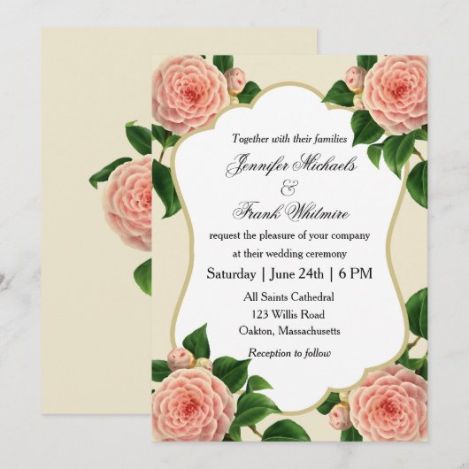 Vintage Camellia Botanisch Kaart (Voorkant / Achterkant)