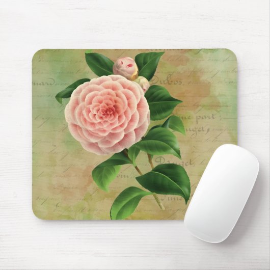 Vintage Camellia French Botanical Muismat (Met muis)