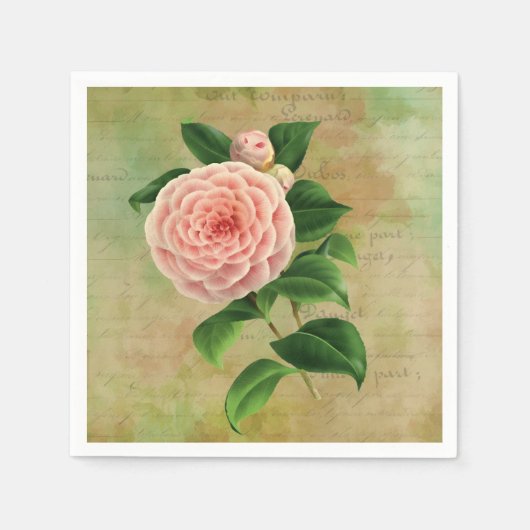 Vintage Camellia French Botanical Servetten (Voorkant)