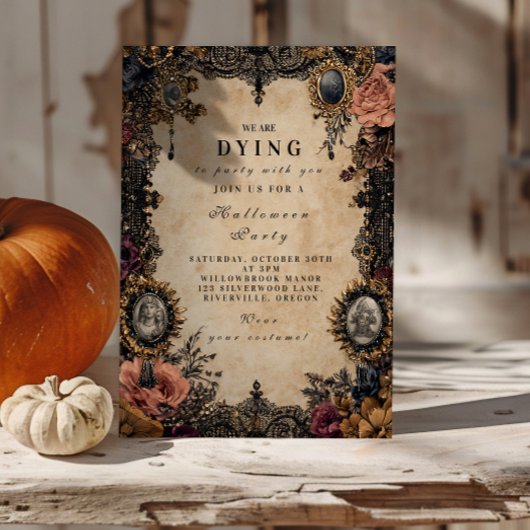 Vintage Cameo Gotische Halloween Kaart