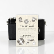 Vintage Camera Film Reel Retro Thank You Card