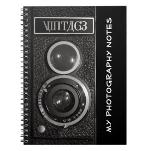 Vintage camera fotografen notebook notitieboek