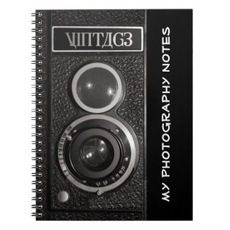 Vintage camera fotografen notebook notitieboek