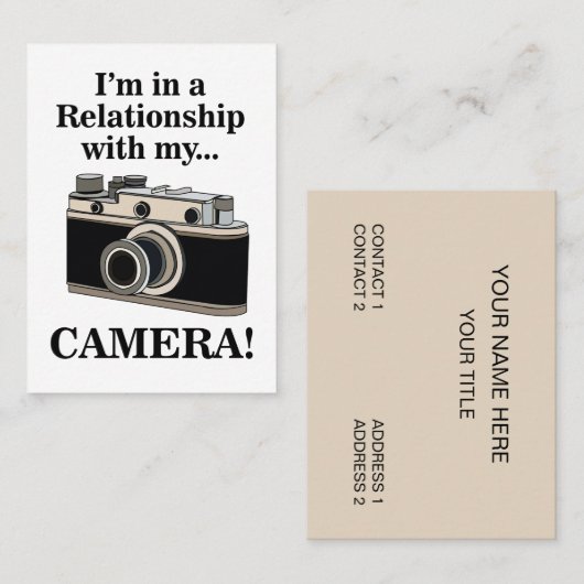 Vintage Camera Grappige Fotograaf Visitekaartje (Voorkant / Achterkant)