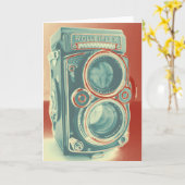Vintage Camera Kaart (Gele Bloem)