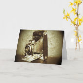Vintage Camera Kaart (Gele Bloem)