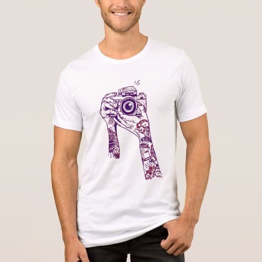 Vintage Camera & Tatoeages Tri-Blend Shirt (Voorkant)