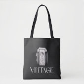 Vintage Camera Zwart Tote Bag (Voorkant)