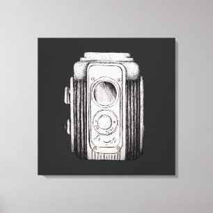 Vintage Camera Zwart Zonder tekst Canvas Afdruk
