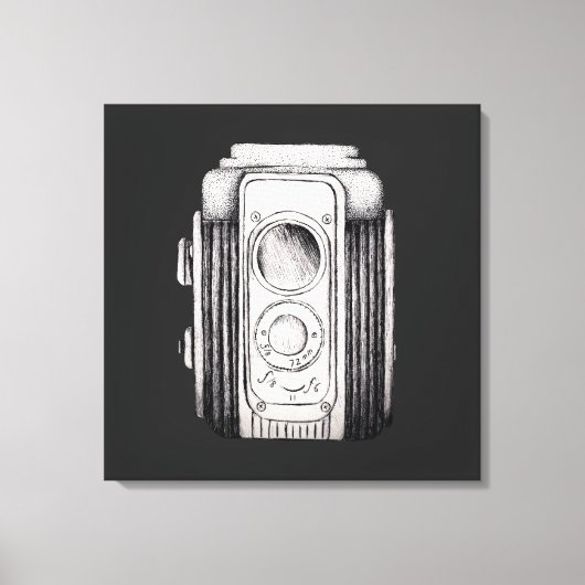 Vintage Camera Zwart Zonder tekst Canvas Afdruk (Voorkant)