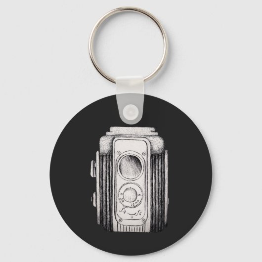 Vintage Camera Zwart Zonder tekst Sleutelhanger (Voorkant)
