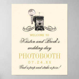 Vintage Camerafotohokje Gouden Bruiloft Poster