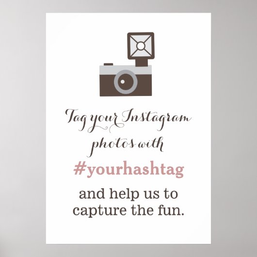 Vintage Camerafoto's Instagram Hashtag Bord Poster (Voorkant)