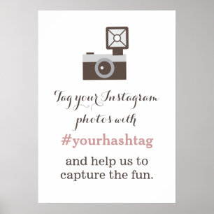 Vintage Camerahashtag voor Instagram-foto's Poster