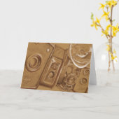Vintage Camera's - Sepia de tekening van het Kaart (Gele Bloem)