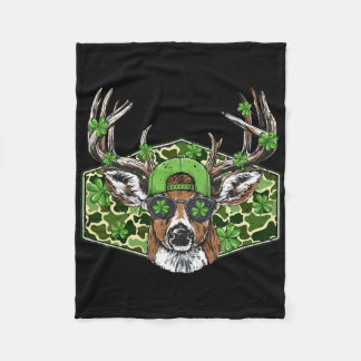 Vintage Camo Deer Hunter Lucky Shamrock Buck St Pa Fleece Deken