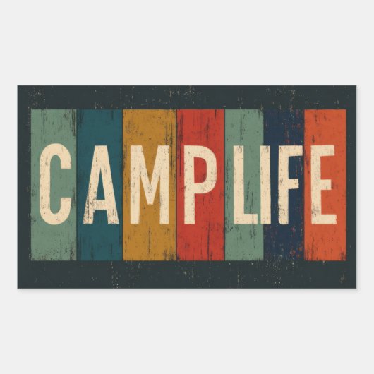 Vintage Camp Life Typography Rechthoekige Sticker (Voorkant)