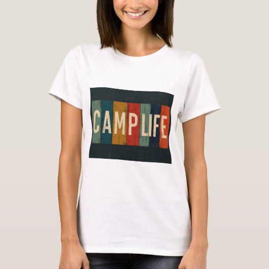 Vintage Camp Life Typography T-shirt (Voorkant)