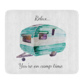 Vintage Camper Camping Cutting Board Snijplank (Voorkant)