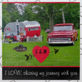 Vintage Camper Trailer en Truck Valentijnsdag Legpuzzel