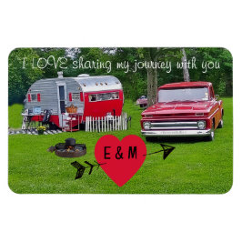 Vintage Camper Trailer en Truck Valentijnsdag Magneet