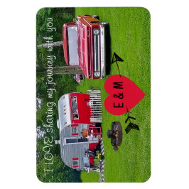 Vintage Camper Trailer en Truck Valentijnsdag Magneet