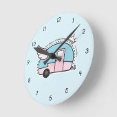 Vintage Camper Trailer Ronde Klok (Hoek)