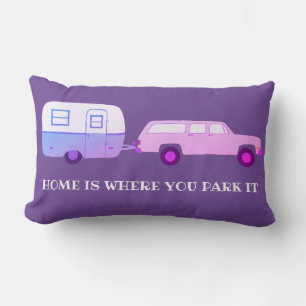 Vintage Camper Trailer RV Motorhome Vanlife paars Kussen